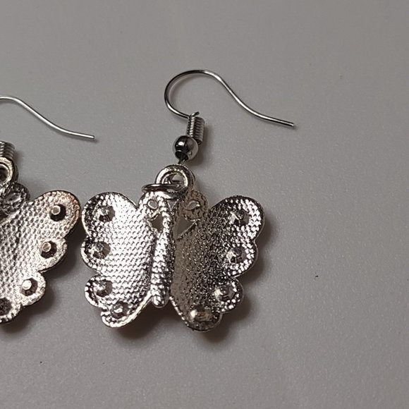 Cute Yellow And Orange Butterfly Earrings - Picture 10 of 10